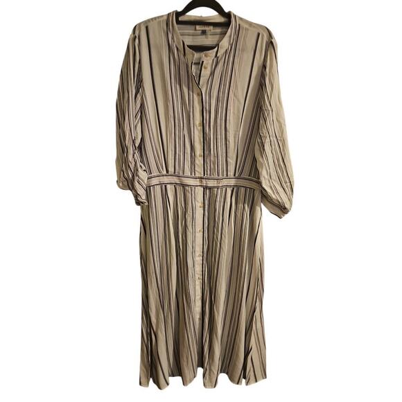 Court & Rowe rayon white blue striped midi shirt dress new sz 14 $129 - Picture 2 of 6